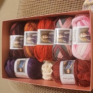 Crochet Box of NWT 7 Red Heart Sashay Skeins